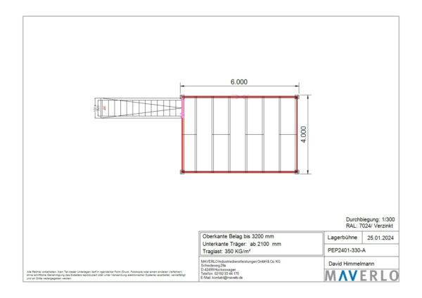 Zeichnung Lagerbühne 6x4 350kg/m²