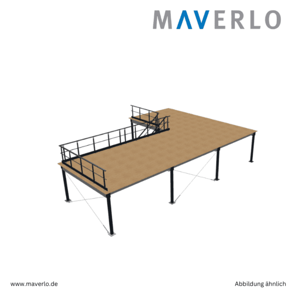 Lagerbühne in L-Form mit 750 g/m² Tragfähigkeit, robust und stabil, effiziente Nutzung des Lagerraums, Erweiterung der Lagerkapazität ohne Neubau, flexible und individuelle Anpassung, schnelle und einfache Installation, ideal für Einzelhandel, Logistik und Produktionslager, sichere Lagerung von schweren Lasten, kosteneffiziente Lagerlösung, moderne Lagertechnik zur Optimierung der Raumnutzung und Maximierung der Effizienz.