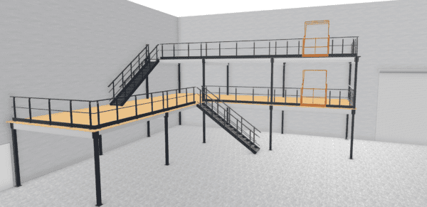 Mehrgeschossige Lagerbühne für erweiterte Lagerkapazität und flexible Einsatzmöglichkeiten